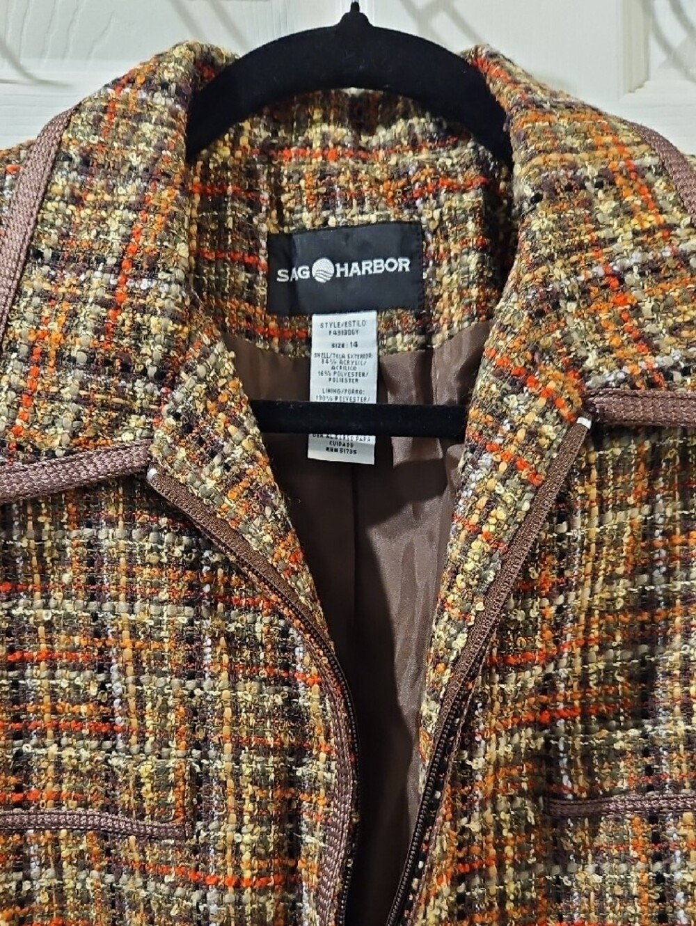 Sag Harbor Multi-Color Tweed Zip Jacket - Picture 2 of 5